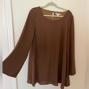 Loveriche cocktail dress. Size L. Brown with beautiful scalloped leather back.